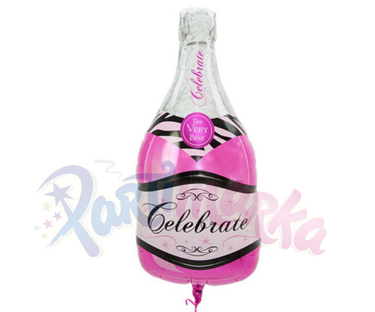 Şampanya Şişesi Pembe Renkte Folyo Balonu