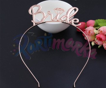 Bride Yazılı Rose Metal Taç