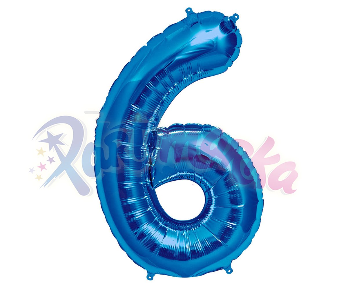 6 Rakamı Mavi Renk Folyo Balon 75 cm