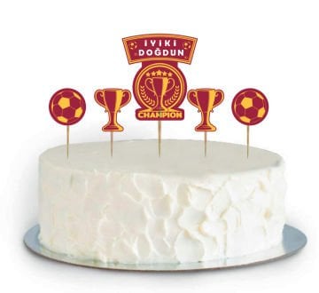 Taraftar Temalı Sarı Kırmızı Pasta Süslemesi