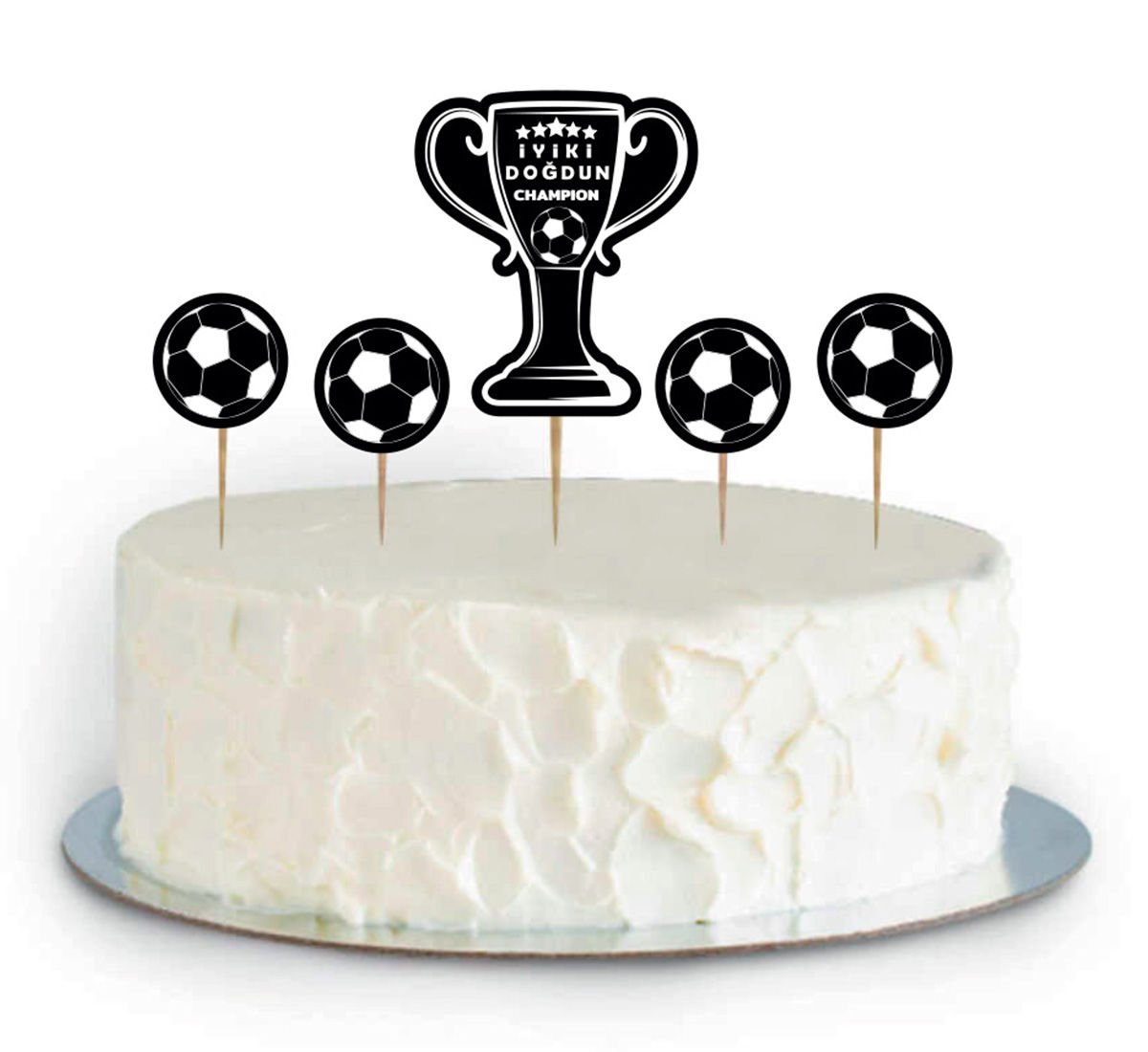 Siyah Beyaz Futbol Taraftarı Pasta Süslemesi