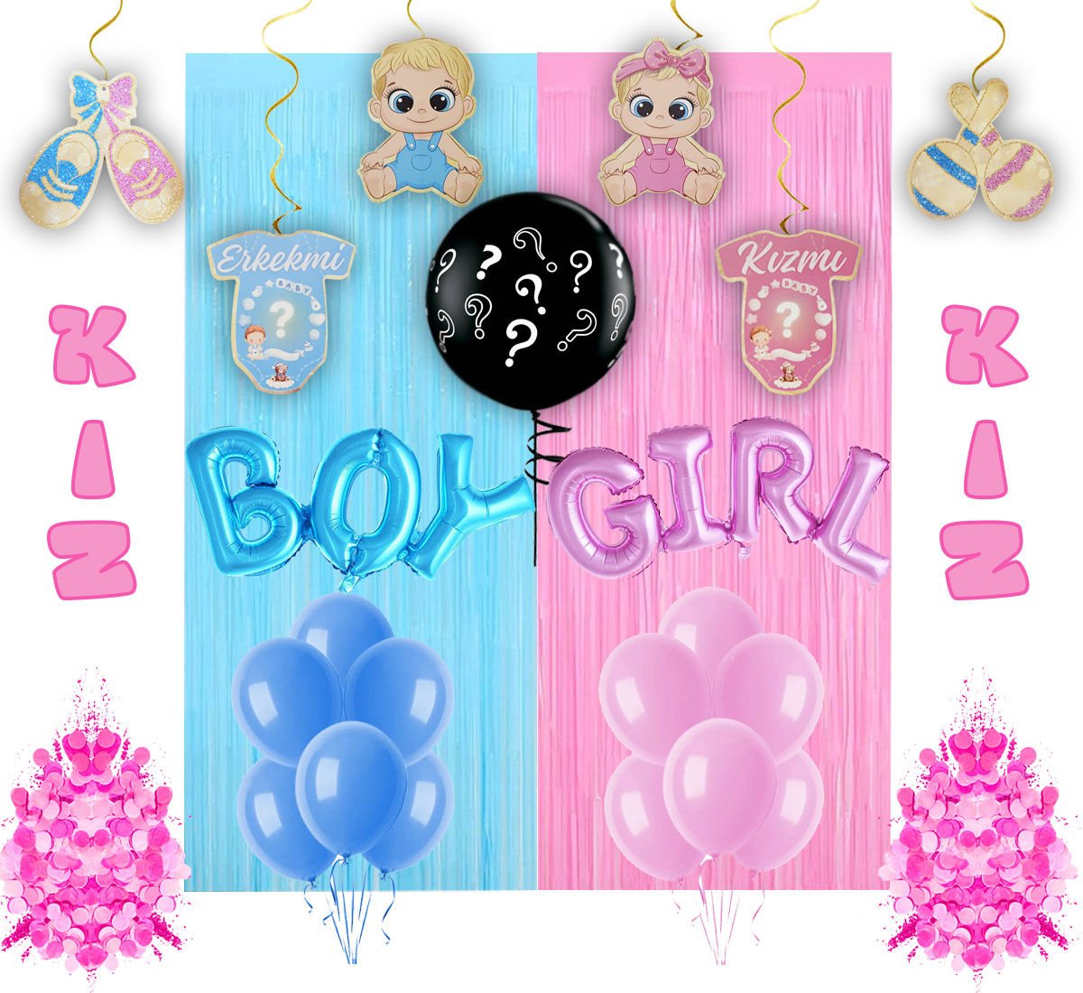 Cinsiyet Partisi Kutlama Seti Kız Bebek