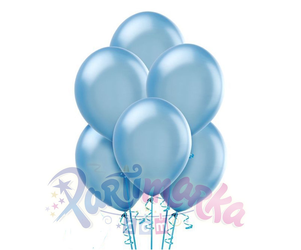 Metalik Sedefli Bebek Mavi Balon