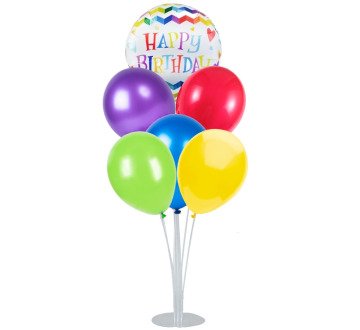 Renkli Happy Birthday Balonlu Stant