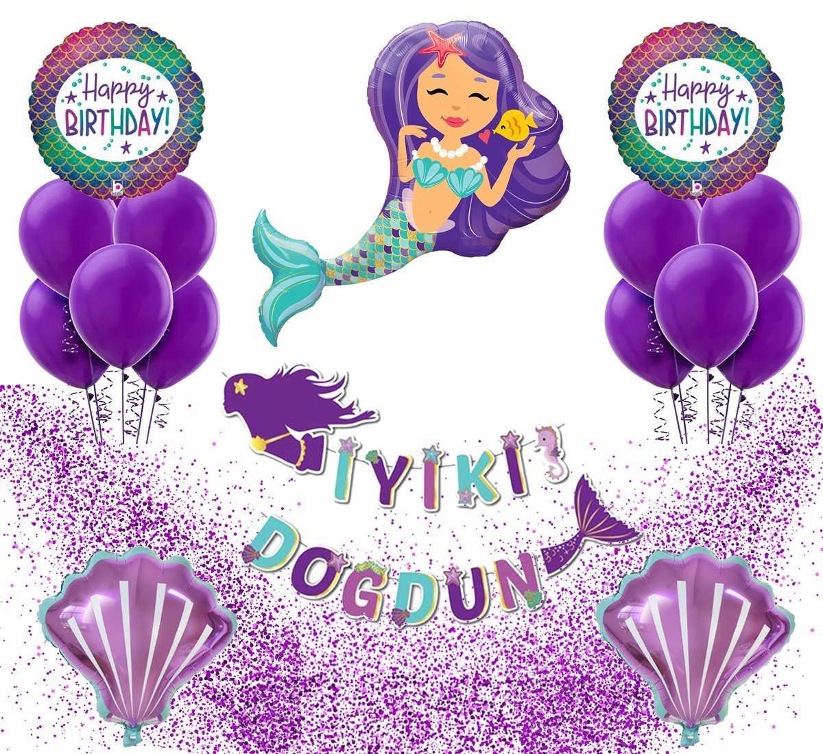 Deniz Kızı Doğum Günü Balon Seti