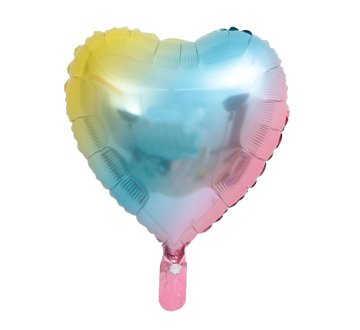 Renkli Gökkuşağı Kalp Folyo Balon
