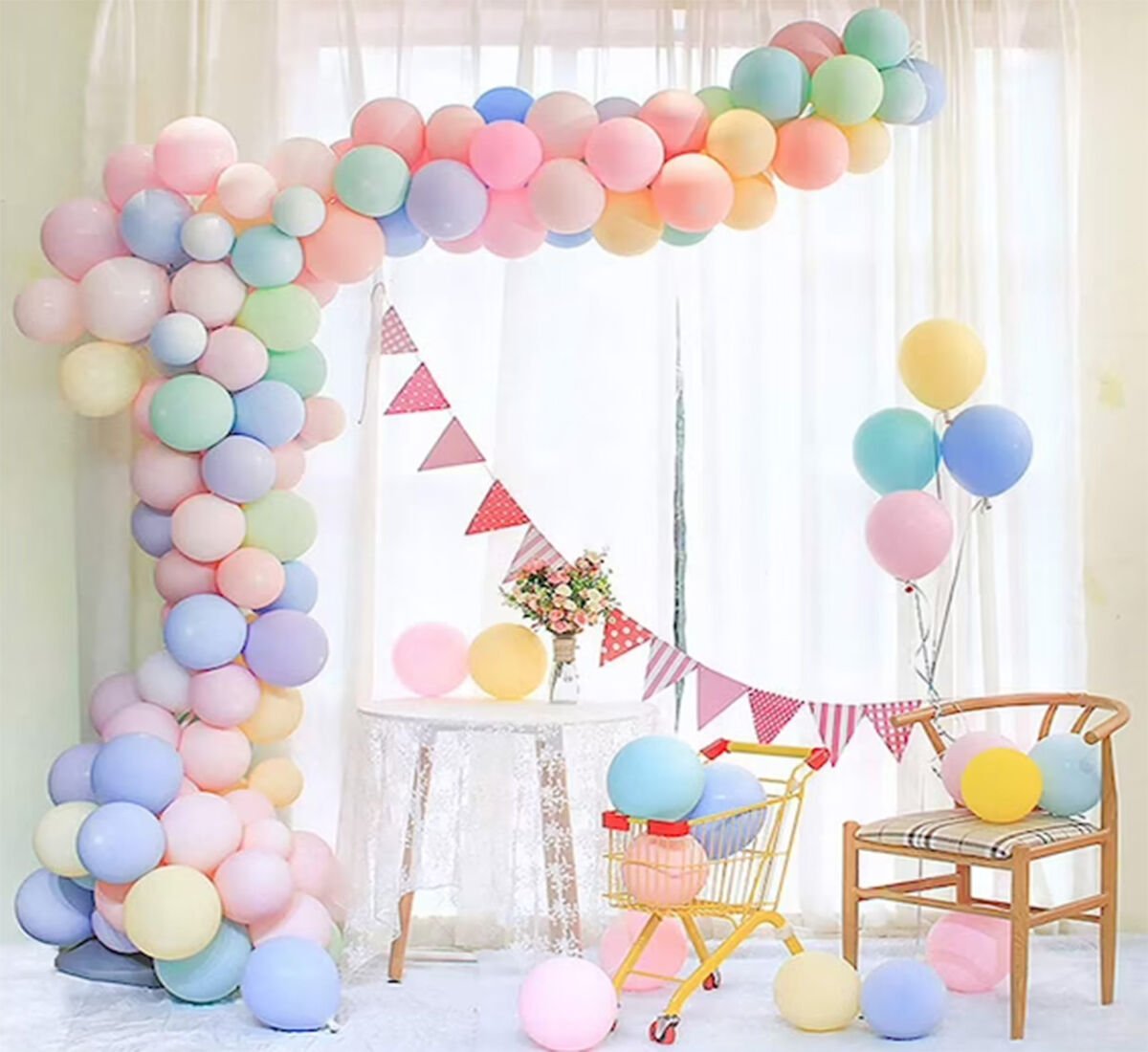 Makaron Soft Renk Zincir Balon Seti