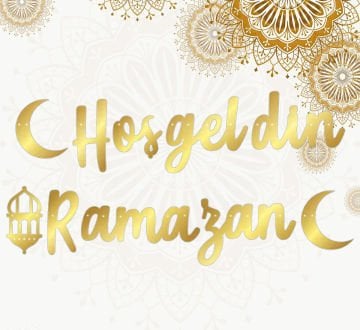 Hoş Geldin Ramazan Yazısı Altın Renk