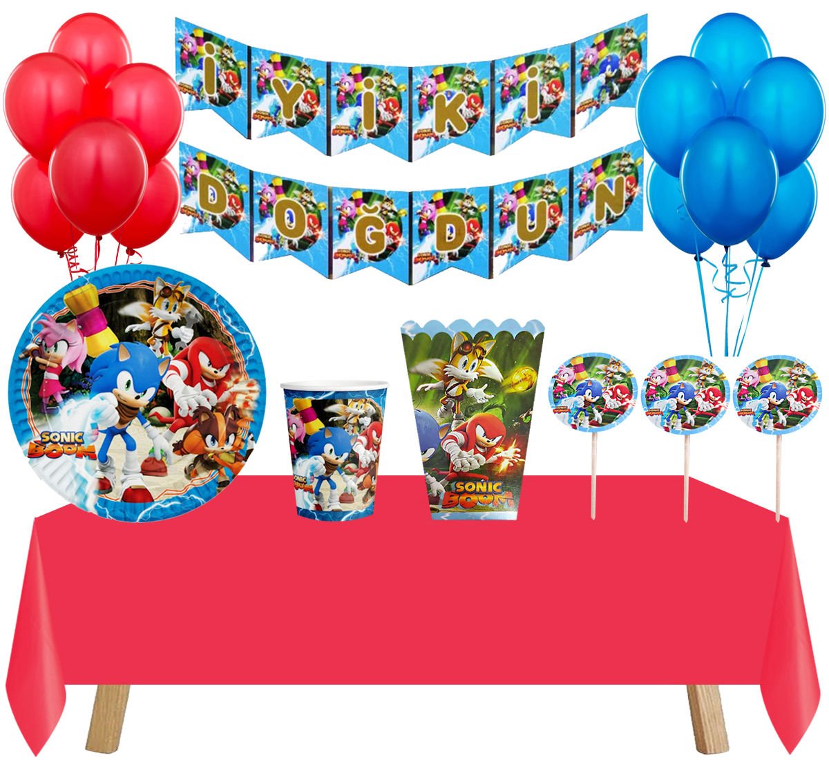 Sonic Konseptli Doğum Günü Parti Seti 24 Kişilik