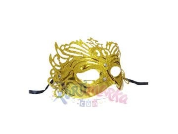 Simli Venedik Parti Maskesi Gold Altın