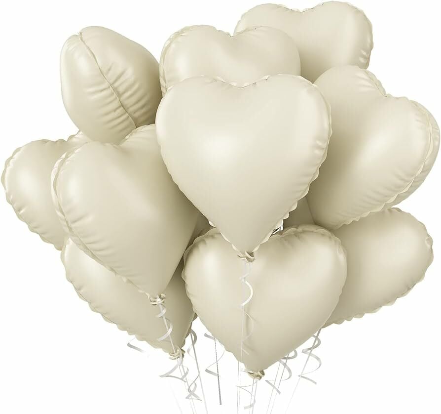 Krem Renk Kalp Folyo Balon