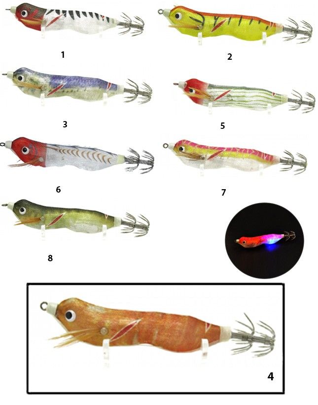 3016-4 Işıklı Kalamar Zokası 8cm Fukado Squid