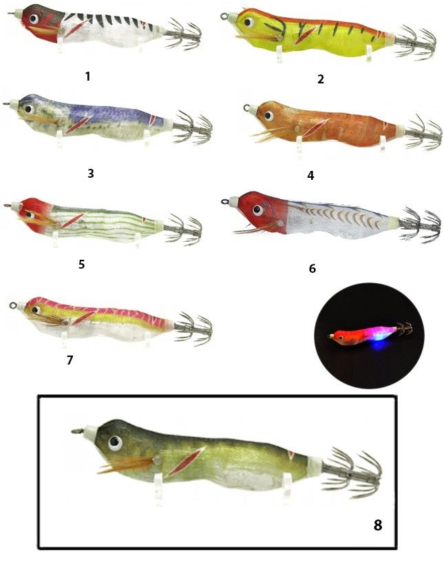 3016-8 Işıklı Kalamar Zokası 8cm Fukado Squid