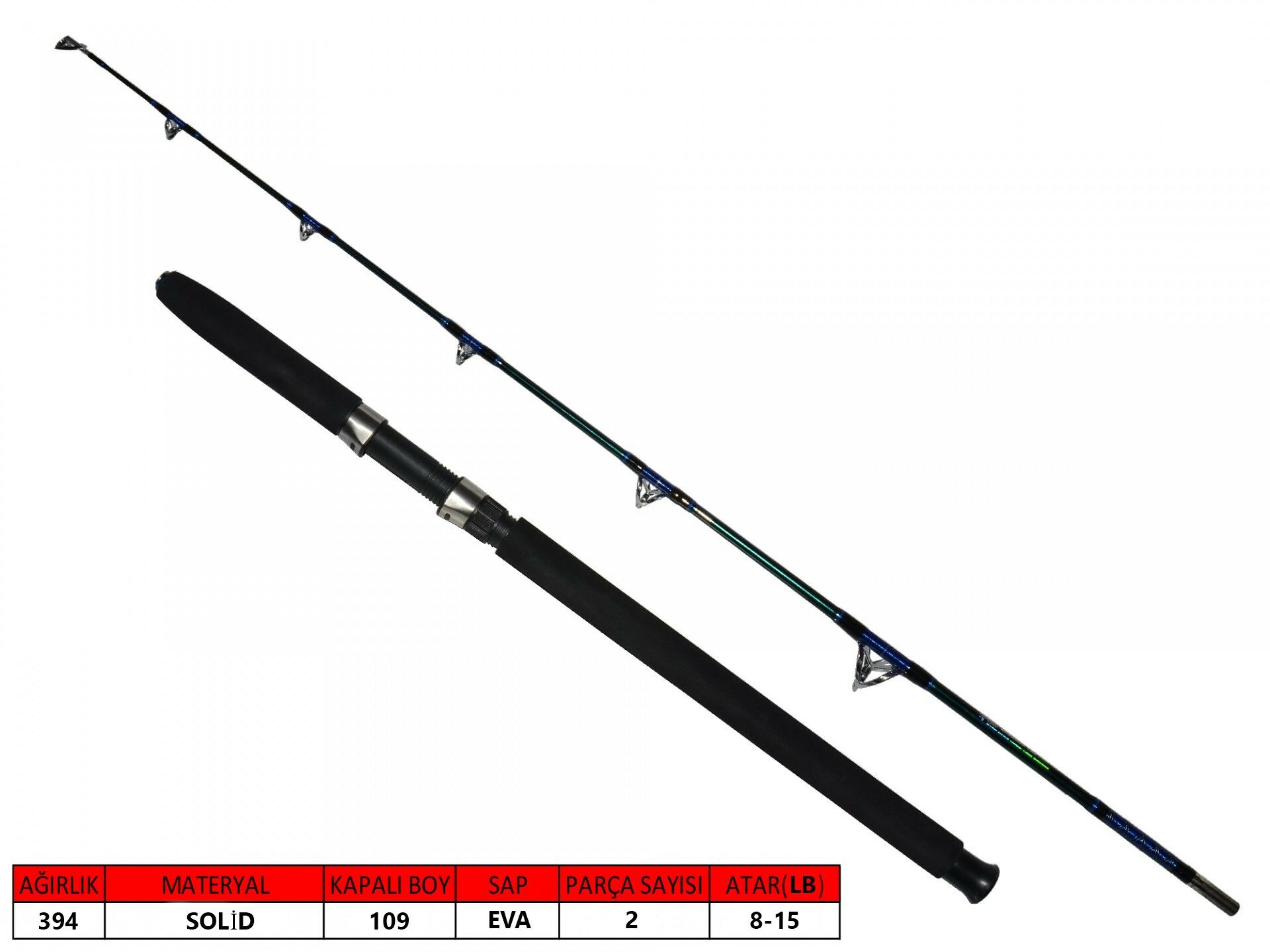 1438 Tournament Boat 2 Parça Solid Tekne Kamışı 8-15lbs Atar 165 Cm.