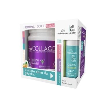 Suda Collagen Double Beauty (Ananas Aromalı Kolajen 300 gr & Suda Beauty All Day Care Yüz Kremi 50ml)