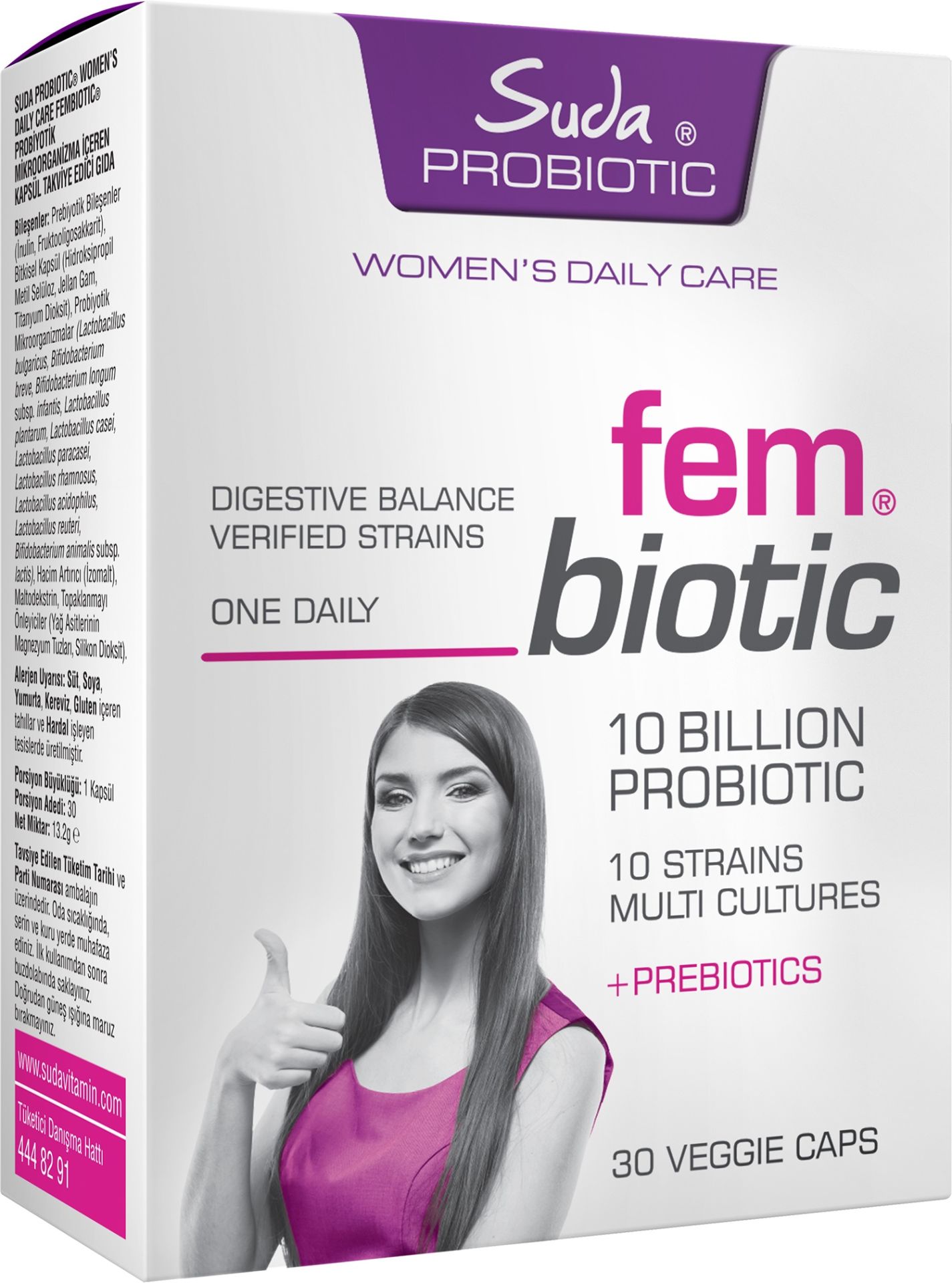 Suda Probiotic Fem Biotic Kadınlar için Takviye Edici 30 Veggie Kapsül