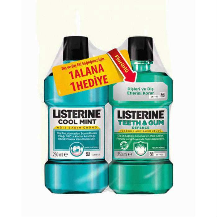 Listerine Cool mint + Teeth Gum 250ml Gargara Set