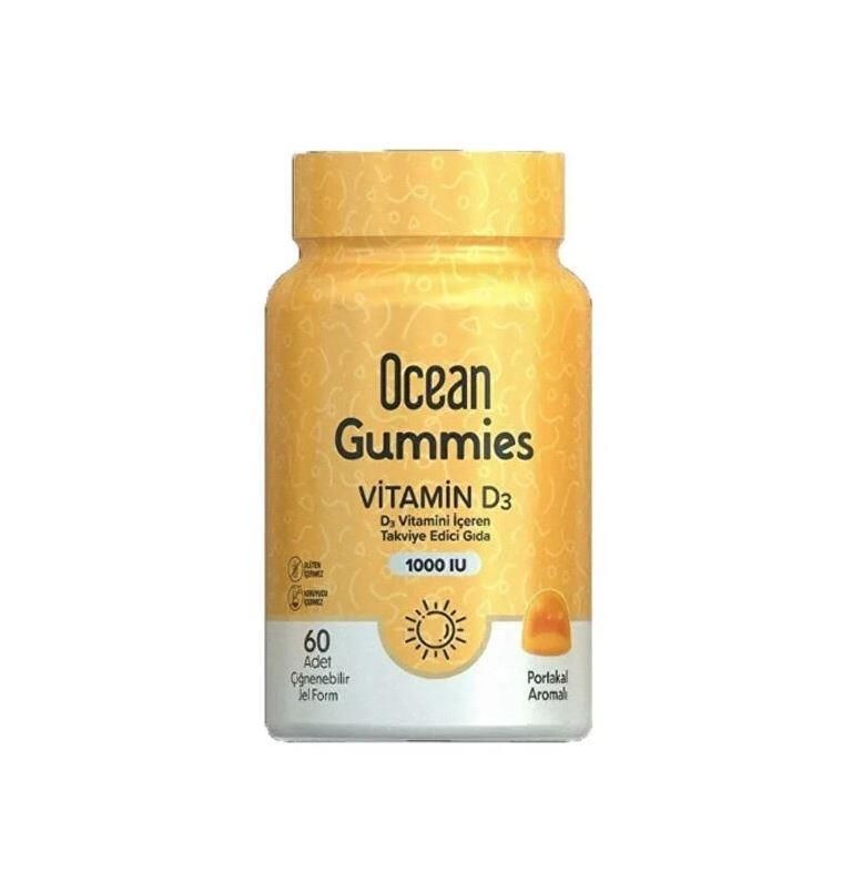 Ocean Gummies D3 Portakal Aromalı 60 Çiğnenebilir Jel form