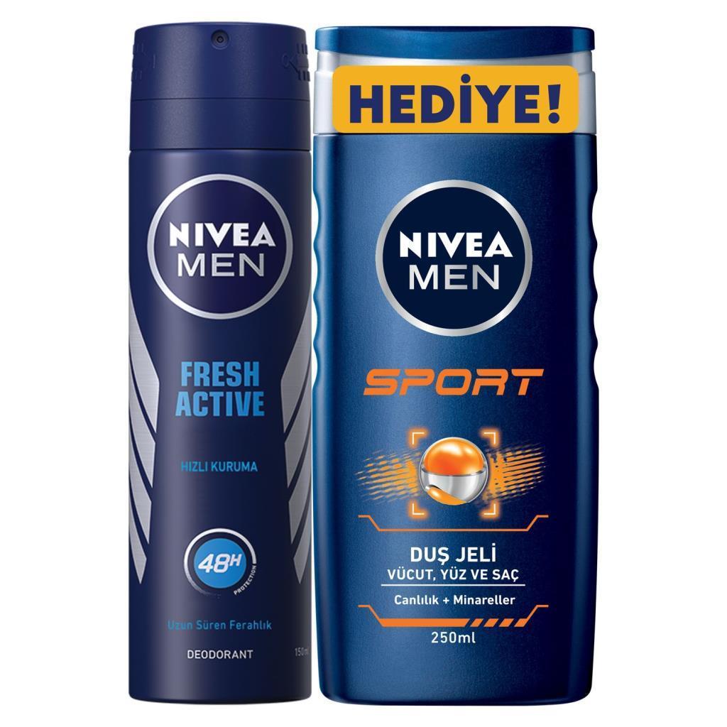 Nivea Fresh Sprey Deodorant 150 Ml Erkek + Sport Duş Jeli 250 Ml