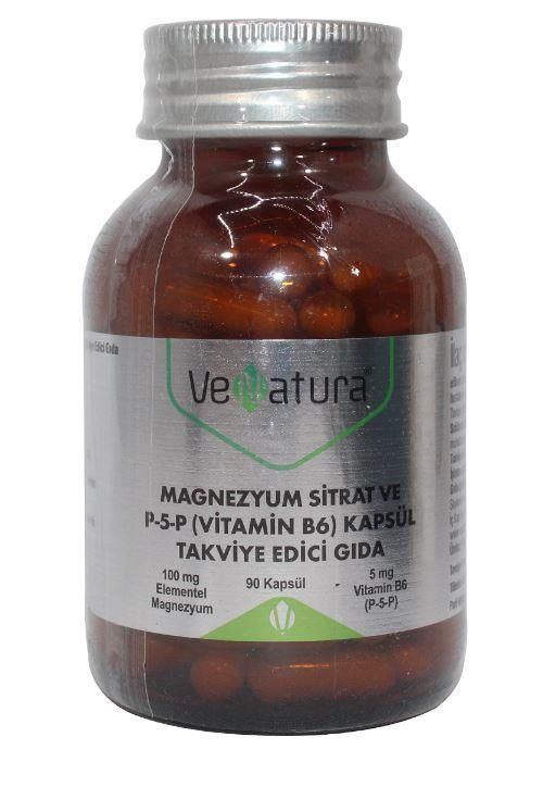 Veantura Magnezyum Sitrat ve P-5-P (Vitamin B6) 90 Kapsül
