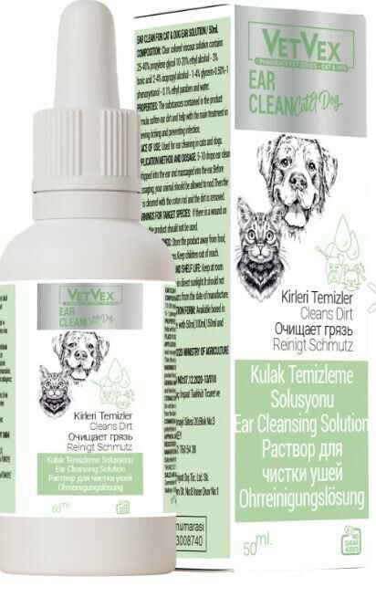 VetVex Kedi ve Köpekler için Kulak Temizleme Solüsyonu 50 ml