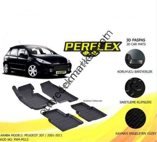 Peugeot 307 (2001-2009) 3D Hvuzlu  Paspas Takımı 4 Adet (Perflex)