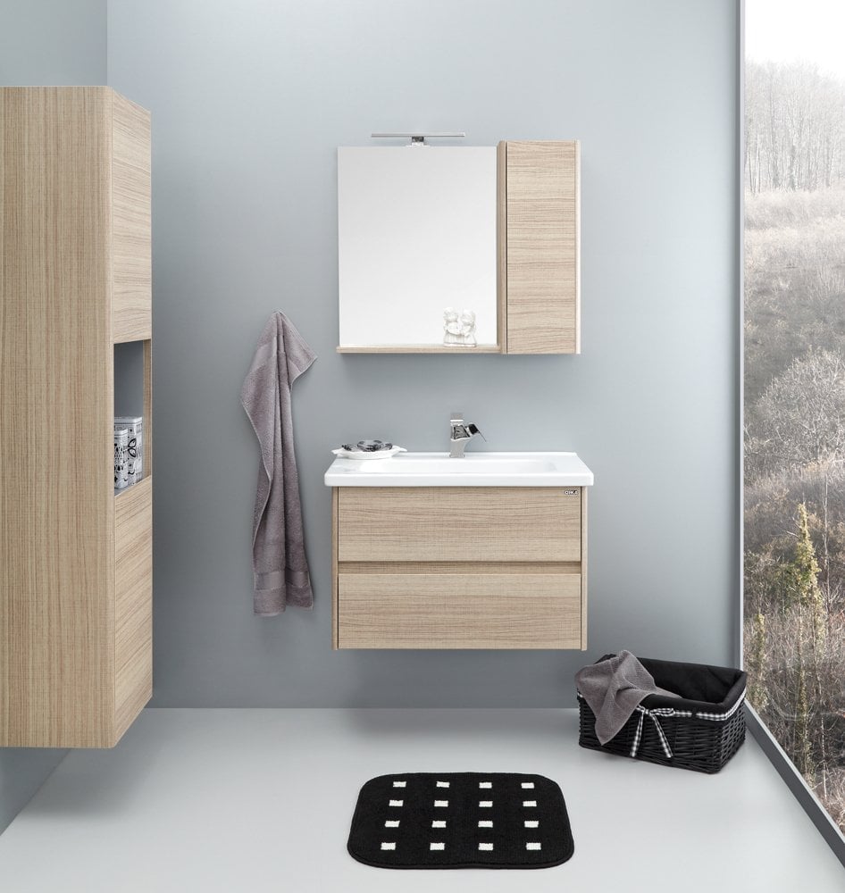 Orka Düden 80 Banyo Dolabı (Çekmeceli) + Boy Dolabı 40 Odeon Meşe ( Boy Dolabı Dahildir )