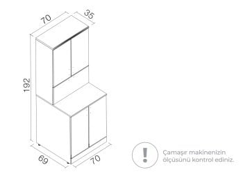 Orka Çamaşır Makinesi Dolabı 70 Banyo Dolabı Beyaz