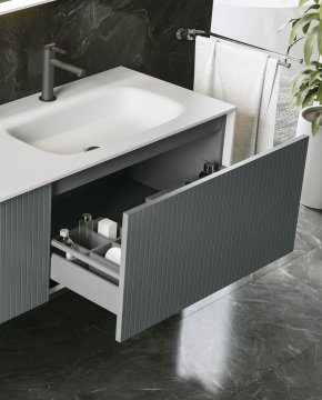 Orka Cube 120 Banyo Dolabı + Boy Dolabı 40 Vizon ( Boy Dolabı Dahildir )