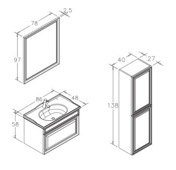 Orka Design 85 Banyo Dolabı + Boy Dolabı 40 Antrasit ( Boy Dolabı Dahildir )