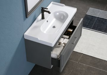 Orka Design 85 Banyo Dolabı + Boy Dolabı 40 Antrasit ( Boy Dolabı Dahildir )