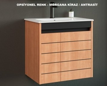 Orka Ricato 60 Banyo Dolabı + Boy Dolabı 40 Morgana Kiraz / Antrasit (Boy Dolabı Dahildir)