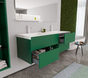 Orka Milano 140 Banyo Dolabı Yeşil ( Boy Dolapları Hariçtir )