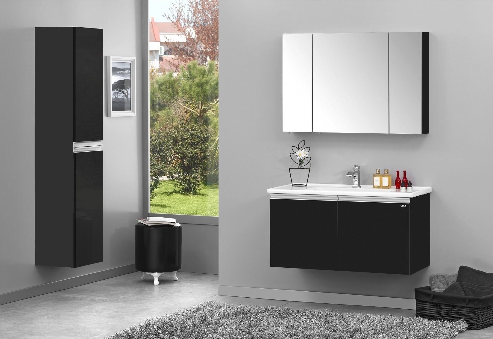 Orka Terme 100 Banyo Dolabı Siyah (Boy Dolabı Hariçtir)