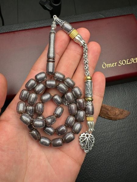 Kapsül Model Gümüş İşlemeli Kuka Tesbih