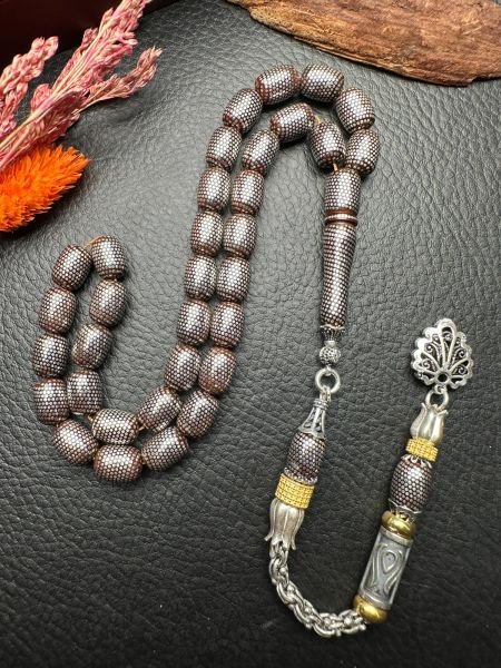 Kapsül Model Gümüş İşlemeli Kuka Tesbih