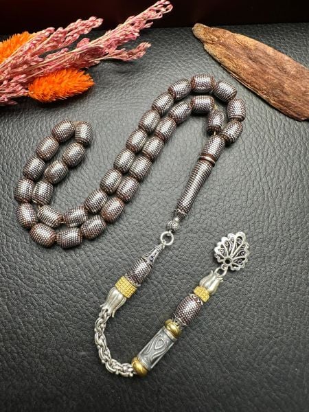 Kapsül Model Gümüş İşlemeli Kuka Tesbih