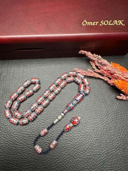 Kapsül Model Gravür İşleme Porselen Mineli Gümüş Tesbih