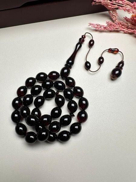 Osmanlı Tirbüşon Obje Sıkma Kehribar Tesbih