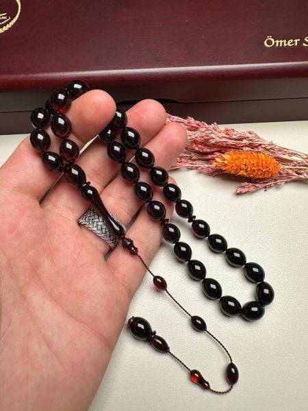 Osmanlı Tirbüşon Obje Sıkma Kehribar Tesbih