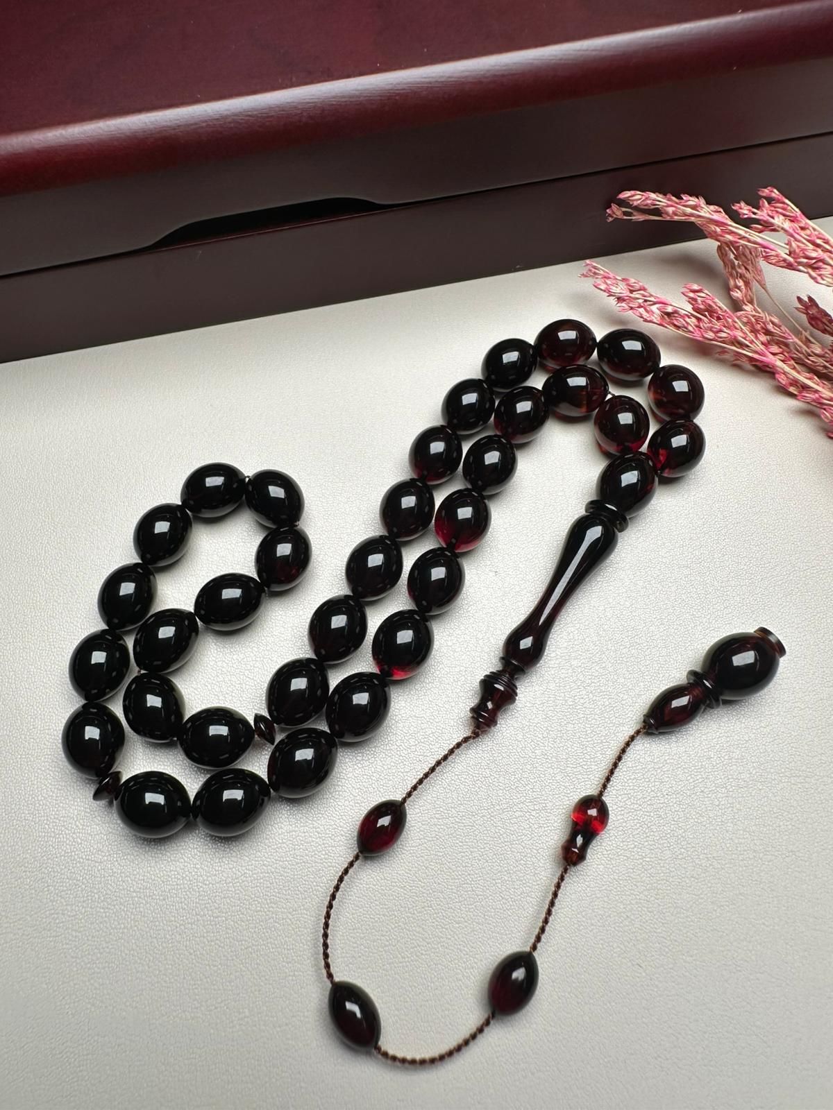 Osmanlı Tirbüşon Obje Sıkma Kehribar Tesbih