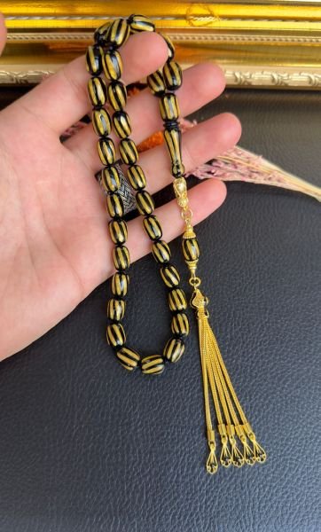 Yakup Kara Usta İşi Çubuk Sıkma Kehribar Tesbih