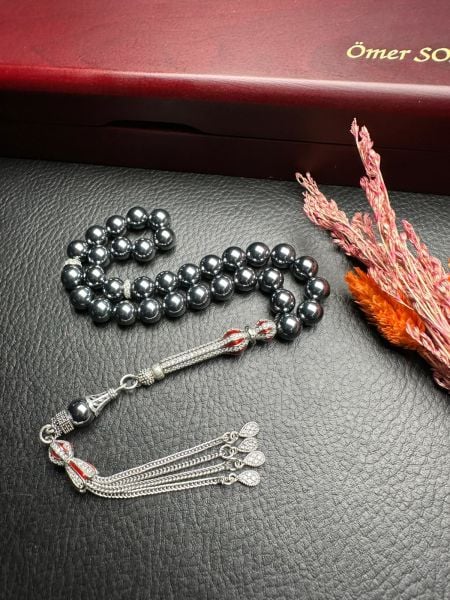 Küre Model Hematit Doğal Taş Tesbih