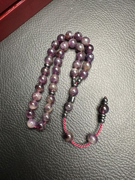 Küre Model  Hematit Dizayn Ametist Doğal Taş Tesbih