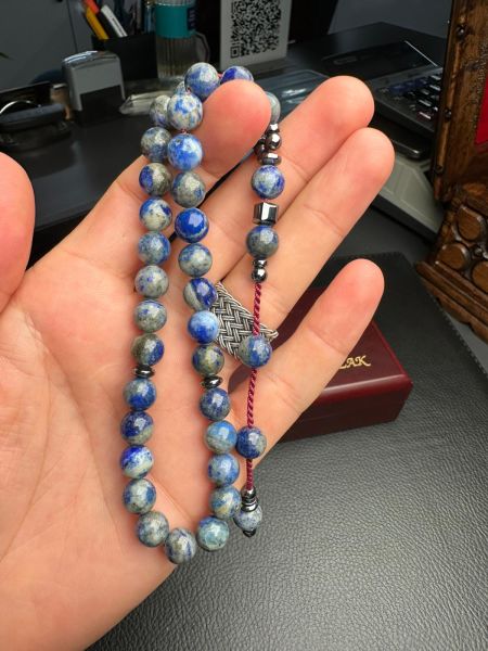 Küre Model  Hematit Dizayn Lapis Lazuli Doğal Taş Tesbih