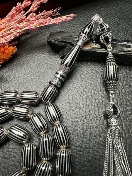 Kapsül Model Gümüş Yarma Erzurum Oltu Taşı Tesbih