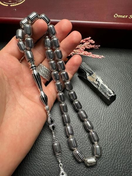 Kapsül Model Gümüş Yarma Erzurum Oltu Taşı Tesbih