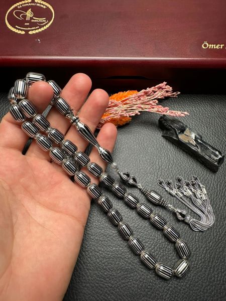 Kapsül Model Gümüş Yarma Erzurum Oltu Taşı Tesbih