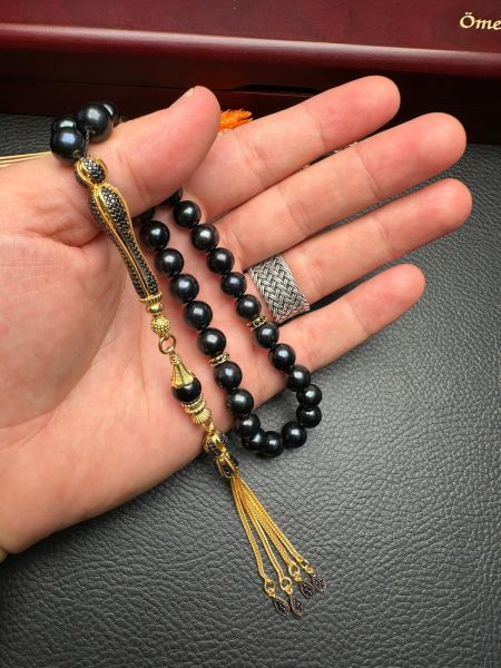 Küre Model Orijnal Siyah İnci Doğal Taş Tesbih