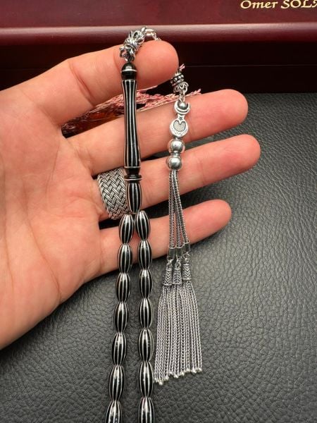 Kapsül Model Gümüş Yarma Erzurum Oltu Taşı Tesbih